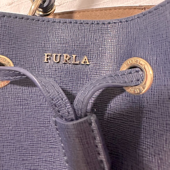 Furla Women's Stacy Mini Drawstring Bucket Bag Blue/Navy - Picture 12 of 16